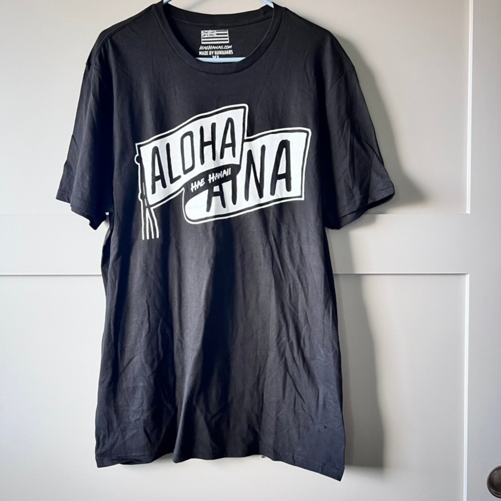 Hae Hawaii T-Shirt Mens XL Black Aloha Aina Graphic Print Kanaka‎ Maoli Flag Tee